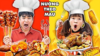 Vua Nướng Theo Màu Đỏ Và Màu Vàng - Thử Thách Nướng Đồ Ăn Theo Màu Vui Nhộn - Hà Sam