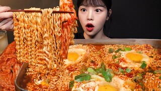 SUB)맵칼한 열라면 진라면 먹방! 해장엔 매운라면🔥🔥 김장김치에 라밥까지 꿀조합 리얼사운드 Spicy Ramyeon & Kimchi Mukbang Asmr