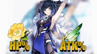 What is better for Yelan Hp% or atk% in Genshin Impact