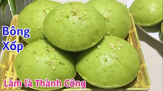 BÁNH BÒ XỐP Lá Dứa Kiểu Mới không dùng Bột Gạo, thành công ngay lần đầu- Steamed pandan leaf cake