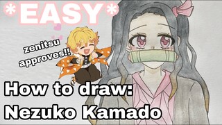 How to draw: Nezuko Kamado | easy step by step | drawing tutorials for beginners