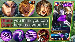 WHY DYRROTH IS THE BEST COUNTER AGAINST META HEROES IN HIGH RANKED GAME!! | MYTHICAL GLORY MLBB