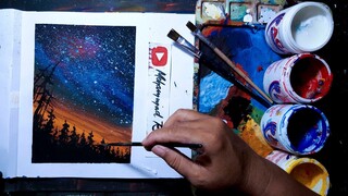 Melukis langit malam | Sederhana | Gampang | Acrylic painting