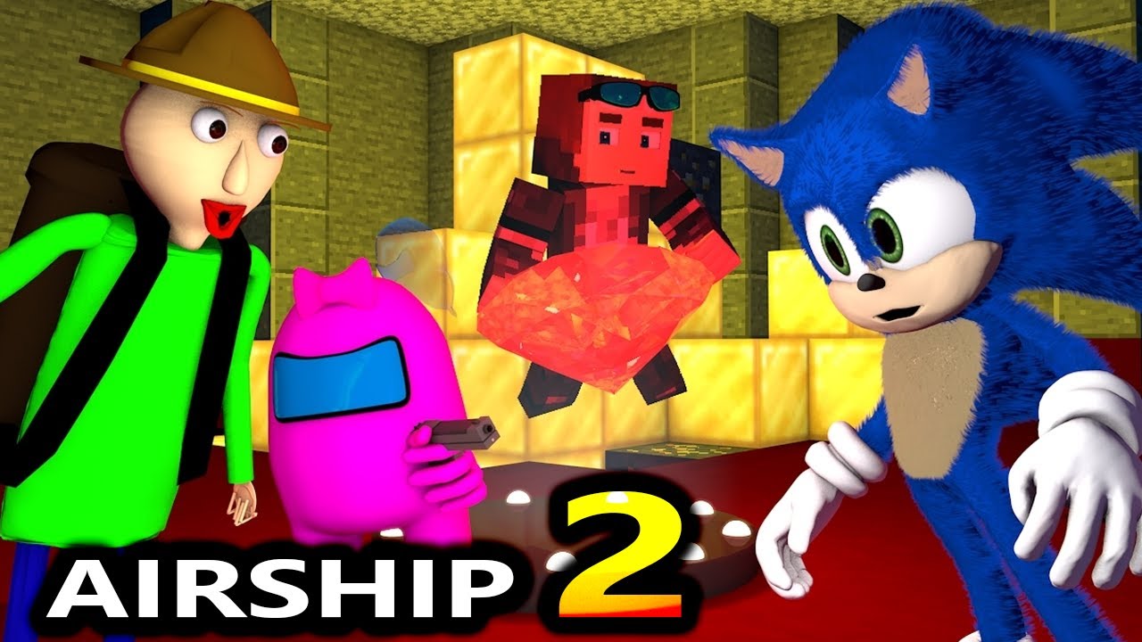 AMONG US AIRSHIP 2 vs SONIC BALDI RTX CHALLENGE! (Official) GHOST LOGIC  Cartoon Minecraft Animation - BiliBili