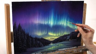 Acrylic/Oil Painting Time-lapse | Aurora Borealis