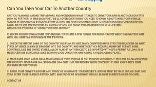Can You Take Your Car To Another Country