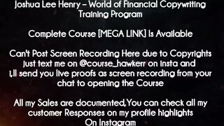 Joshua Lee Henry Course World of Financial Copywriting Training Program Download