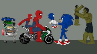 Spider Man, Hulk, vs Sonic Funny Animation Parody