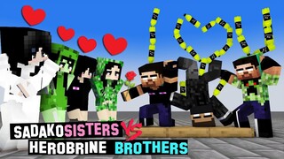 MONSTER SCHOOL :  BOTTLE FLIP CHALLENGE ( SADAKO SISTERS VS HEROBRINE BROTHERS) - FUNNY ANIMATION