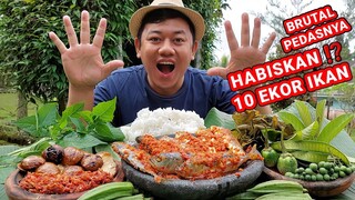 MUKBANG 10 EKOR IKAN SAMBAL PEDAS + JENGKOL GORENG + SAMBEL SETAN KECOMBRANG + LALAPAN MENTAH