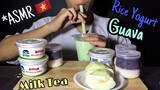 Zin ASMR | Mukbang STICKY RICE YOGURT & Milk Tea & Guava