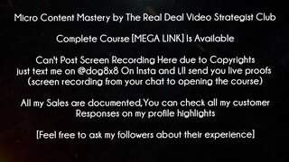 Micro Content Mastery by The Real Deal Video Strategist Club Course download