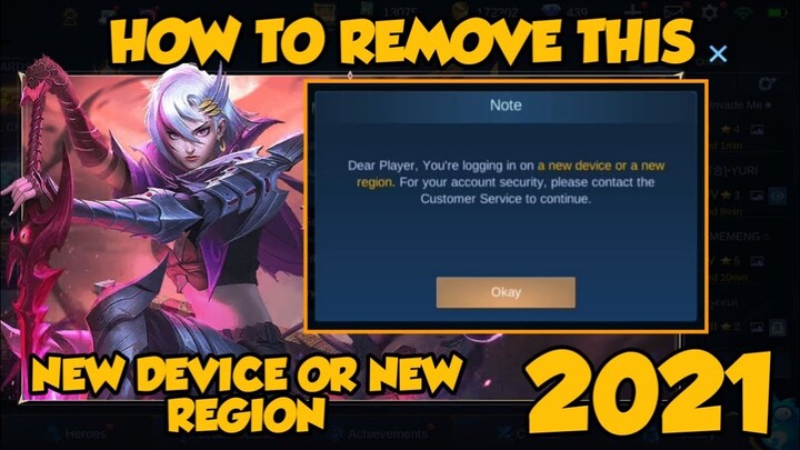 YOUR LOGGING IN A NEW DEVICE OR NEW REGION PROBLEM IN MOBILE LEGENDS 2021