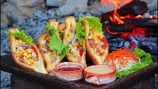 Out Door Cooking Chicken Sandwich Recipe - Eating Chicken Sandwich So Delicious