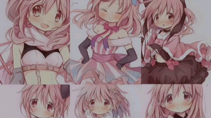 When Madoka puts on various magical girls' battle uniforms