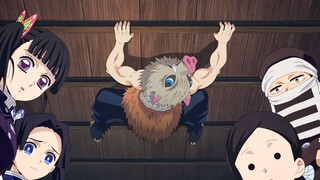 "Inosuke can climb walls and clung to the ceiling of Tantan for a whole day. He is a pig man..."