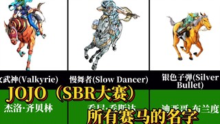 JOJO（SBR大赛）中所有赛马的名字！