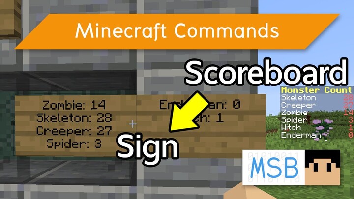วิธีเอาคะแนนจาก scoreboard ไปไว้บน  Sign | Minecraft Commands [1.15]