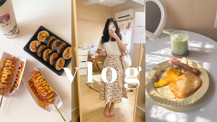 vlog 🍳 new life update, trying Korean corn dog from CU Mart, unboxing new tops and skincare