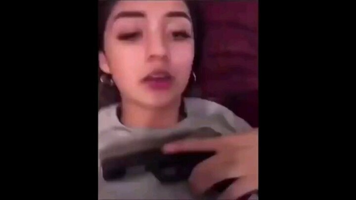 Girl shoot her phone during Instagram live