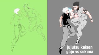 menggambar gojo vs sukuna dengan ibis paint x