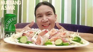 ASMR MUKBANG KILAWING HIPON (SHRIMP) AND PUSIT (SQUID) WITH HEINEKEN