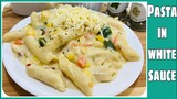 Pasta in White sauce | Creamy and cheesy pasta in white sauce | Ghie’s Apron