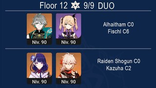 Duo Alhaitham C0 Fischl C6 and  Raiden Shogun C0 Kazuha C2 Genshin Impact Spiral Abyss 3.4 Floor 12