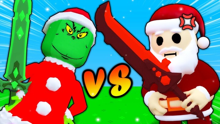 The Grinch vs Santa 1v1 in Roblox Bedwars...