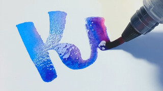 Brush lettering | 自来水笔混色 | 💜💙✨