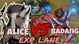 alice vs badang in exp lane mobile legends | build alice fight to badang in exp lane