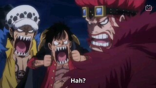 Law dan Kid terpaksa mengikuti keputusan Luffy untuk menerima serangan langsung dari Big Mom🤣