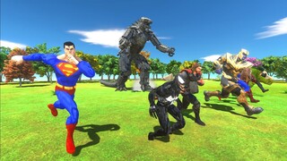 MECHAGODZILLA 2021 vs MARVEL & DC COMICS - Animal Revolt Battle Simulator