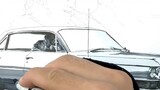 [Marker, Đen trắng vẽ tay] Cadillac Coupe De Ville 1964