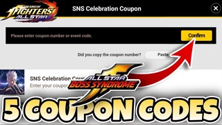 5 NEW & ACTIVE Redeem CODES + GIVEAWAYS | KOF AllStar