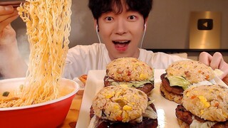 SIO eating broadcast Noodles Homemade Rice Steak Hamburger Kimchi