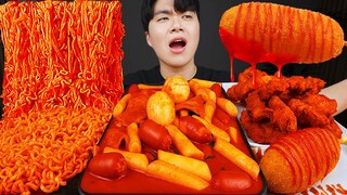 ASMR MUKBANG 직접 만든 떡볶이 불닭볶음면 양념 치킨먹방! & 레시피 FIRE NOODLES & Tteokbokki & FRIED CHICKEN EATING SOUND!