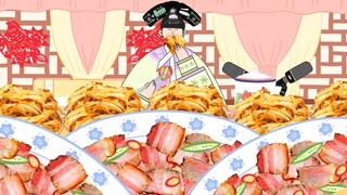 - Zhen Huan Zhuan animation eating show | An Lingrong's immersive fried bacon and scallion meat roll