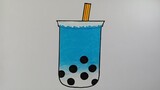 Es boba vanilla blue || Cara menggambar es boba yang mudah