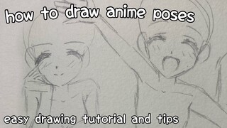 how to draw: anime poses | easy drawing tutorial | step by step | no time lapse