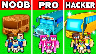 NOOB vs PRO: FAMILY BUS HOUSE Build Challenge In Minecraft!