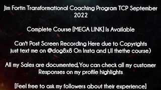 Jim Fortin Transformational Coaching Program TCP September 2022