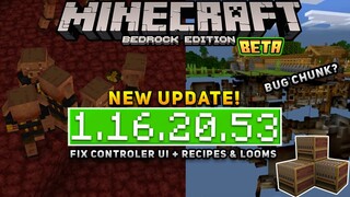 MCPE 1.16.20.53 NEW BETA UPDATE! | XBOX LIVE - FIX CONTROLER UI + FIX RECIPES, LOOMS & CHUNK!