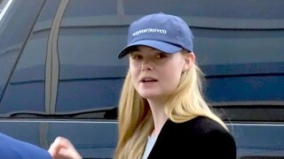 Elle Fanning Gives Nod To 'Succession' By Rocking Waystar Royco Cap