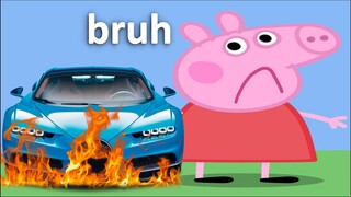 Peppa Pig TRY NOT TO LAUGH (Daddy pig explodes the bugatti)