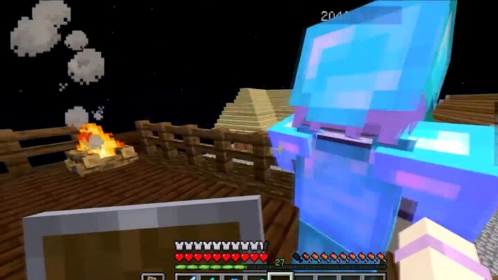 [Yuanyuan] Minecraft: One Cube Multiplayer Survival EP6. Build a house! i have a bad neighbor