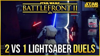 2 vs 1 Lightsaber Duels Hero Showdown Battlefront 2 Gameplay No Commentary