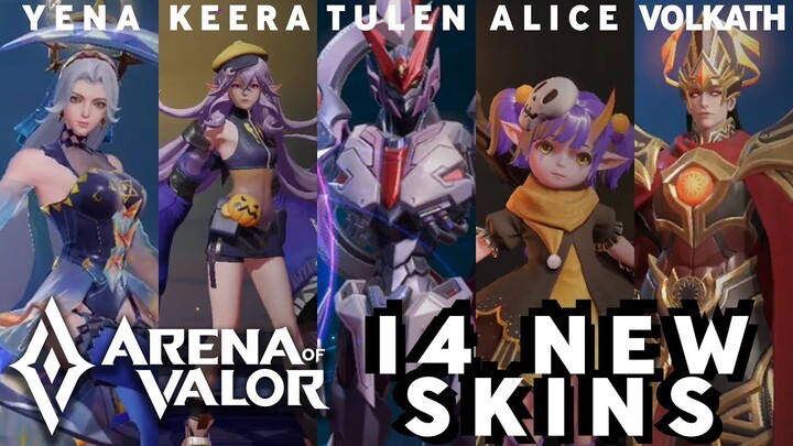 14 NEW SKINS: (TULEN, YENA, KEERA, VOLKATH & MORE) | Arena of Valor | AoV | RoV | LiênQuânMobile