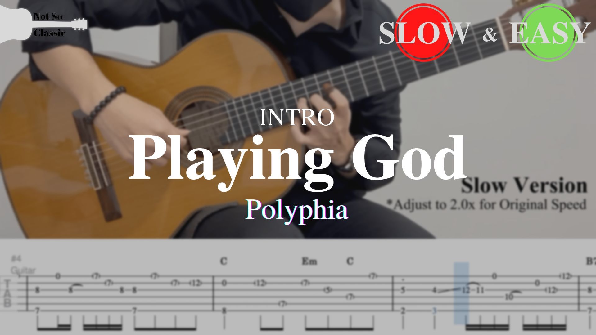 Playing God - Polyphia (Intro)  Fingerstyle Guitar TAB (+ Slow & Easy) -  BiliBili