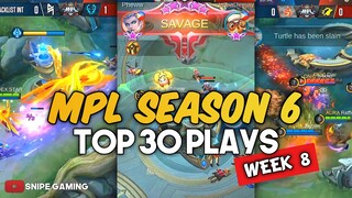 MPL SEASON 6 TOP 30 PLAYS WEEK 8, Onic PH sweeps Aura PH and Bren Esports is still dominating